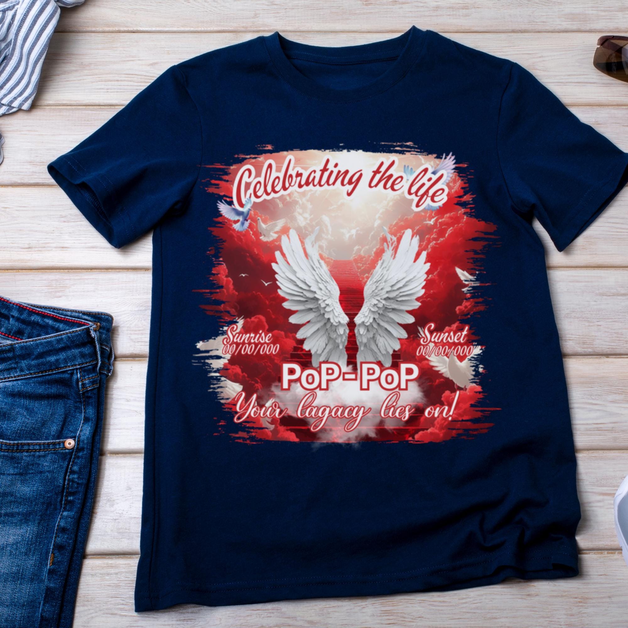10 Red Celebrating Of Life Canva Editable T Shirt Templates, In Loving Memory Template, Rest in Peace, Memorial Template,Digital Download - Editable Memorial Canva Template