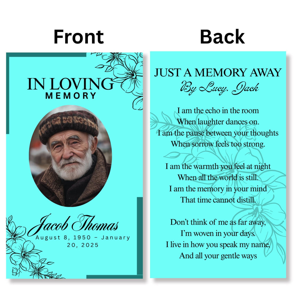 Funeral Prayer Card Canva Editable Template, In Loving Memory Template, Memorial Prayer Card, Printable Funeral Remembrance Card - Editable Memorial Canva Template