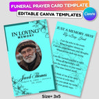 Funeral Prayer Card Canva Editable Template, In Loving Memory Template, Memorial Prayer Card, Printable Funeral Remembrance Card - Editable Memorial Canva Template