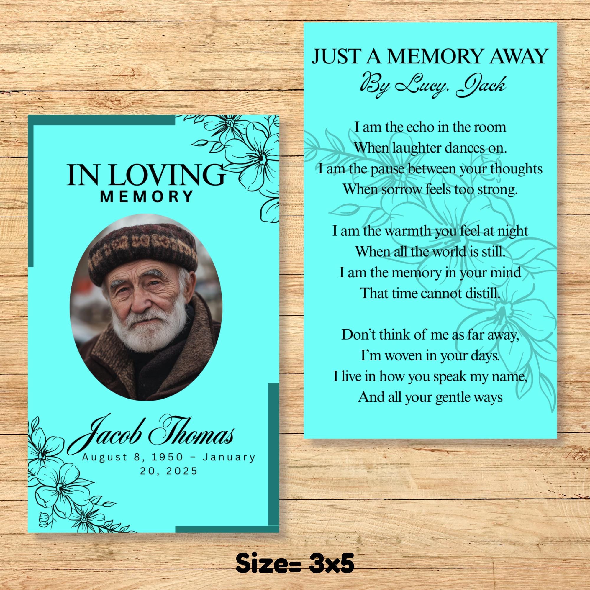 Funeral Prayer Card Canva Editable Template, In Loving Memory Template, Memorial Prayer Card, Printable Funeral Remembrance Card - Editable Memorial Canva Template