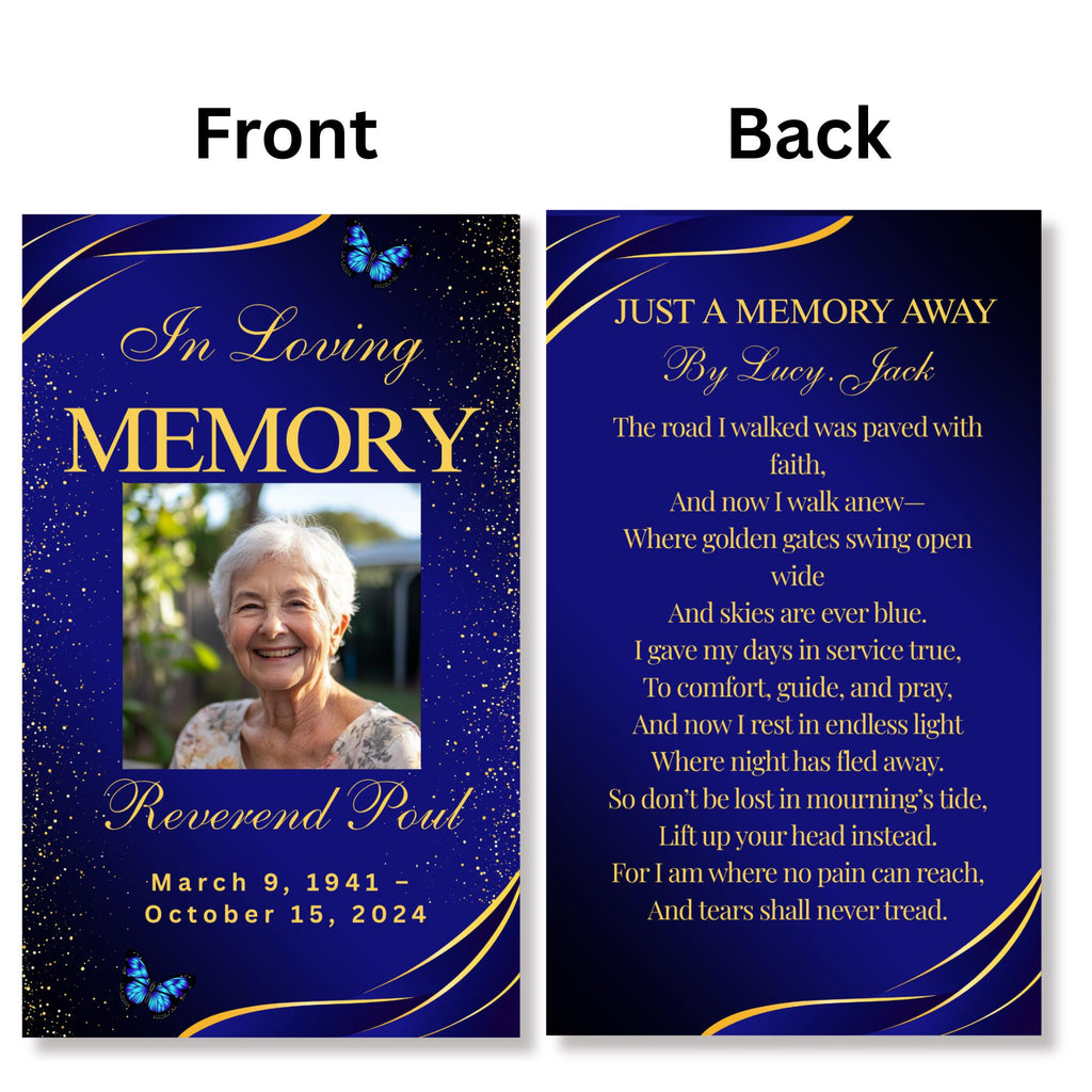 Funeral Prayer Card Canva Editable Template, In Loving Memory Template, Memorial Prayer Card, Printable Funeral Remembrance Card - Editable Memorial Canva Template
