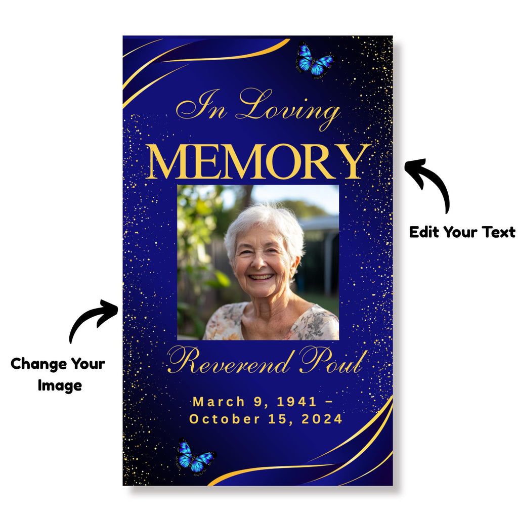 Funeral Prayer Card Canva Editable Template, In Loving Memory Template, Memorial Prayer Card, Printable Funeral Remembrance Card - Editable Memorial Canva Template