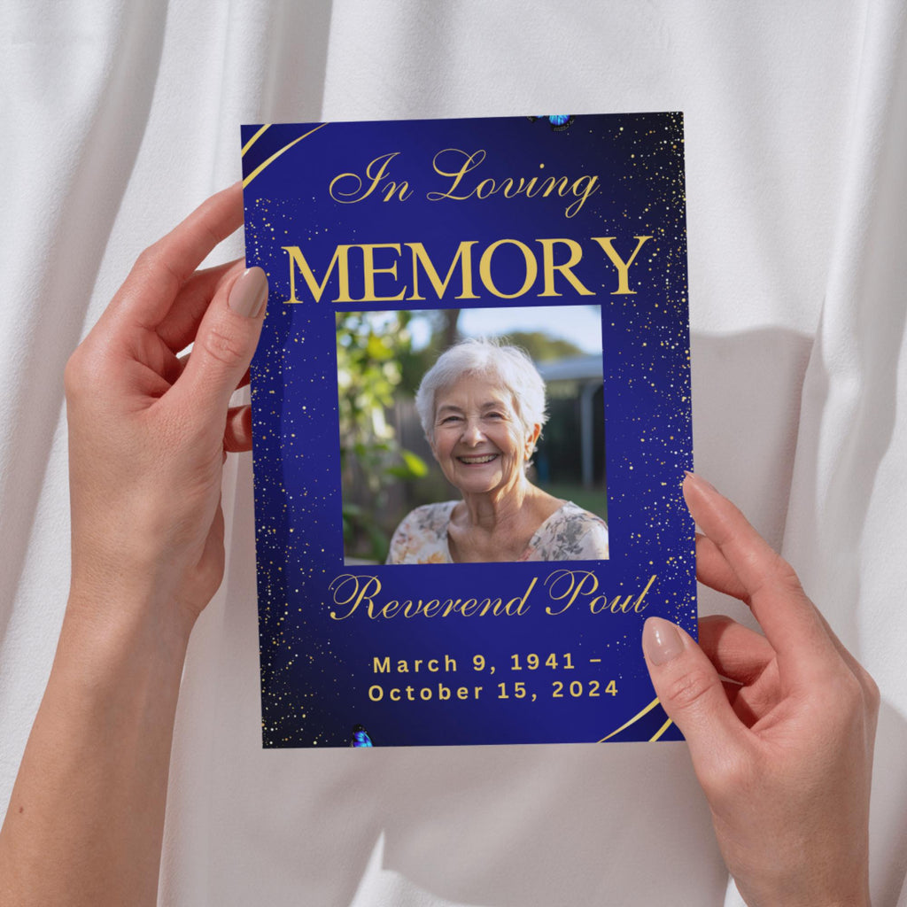 Funeral Prayer Card Canva Editable Template, In Loving Memory Template, Memorial Prayer Card, Printable Funeral Remembrance Card - Editable Memorial Canva Template