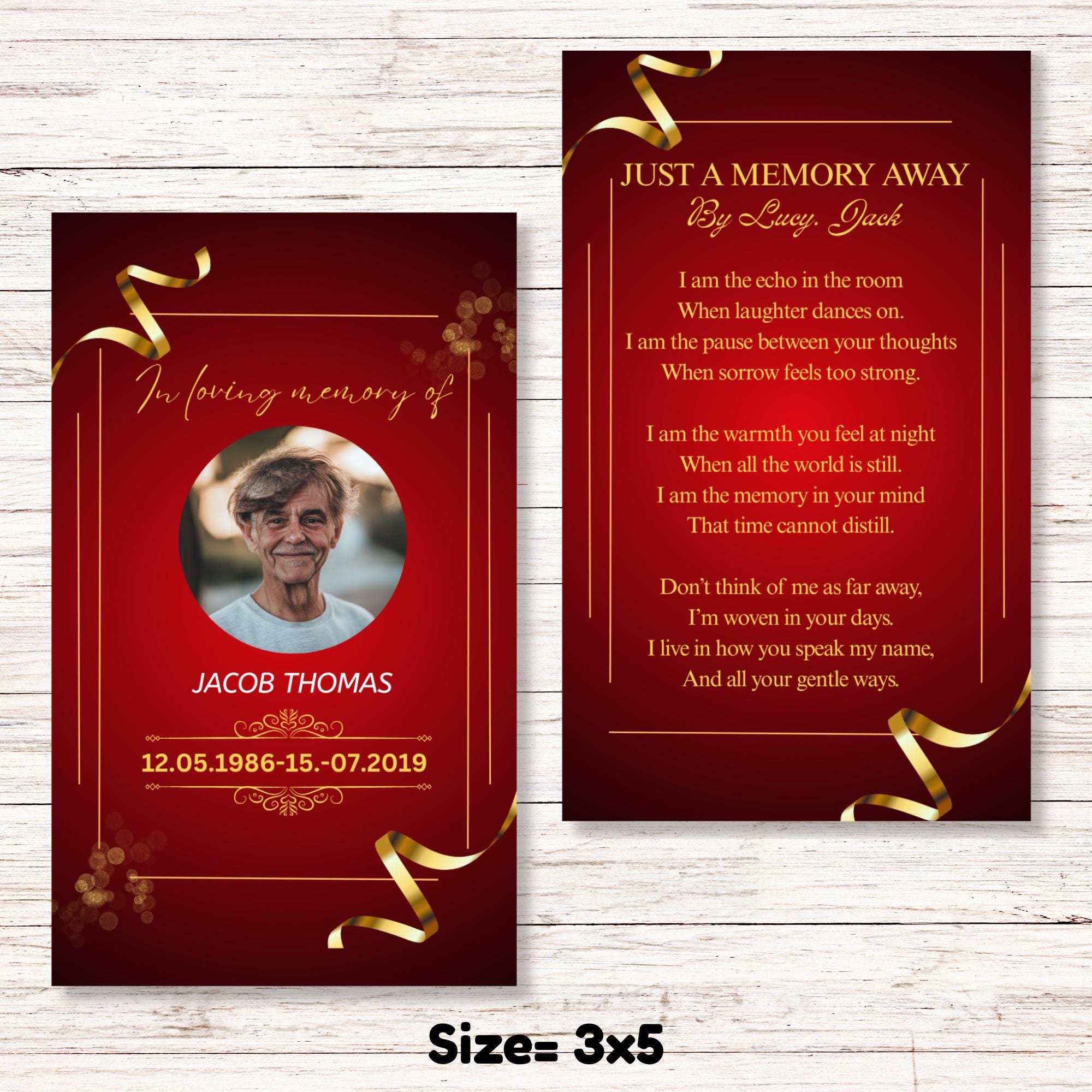 Funeral Prayer Card Canva Editable Template, In Loving Memory Template, Memorial Prayer Card, Printable Funeral Remembrance Card - Editable Memorial Canva Template