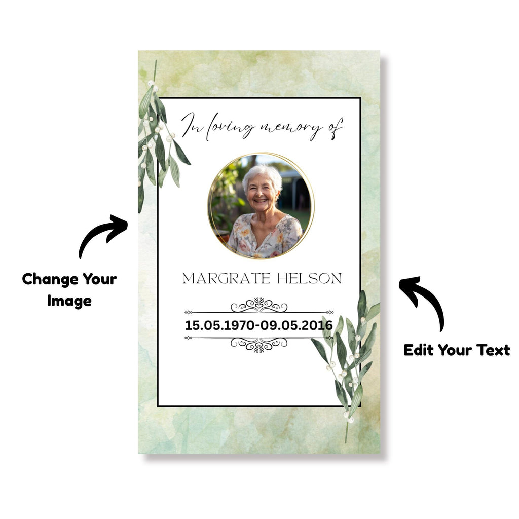 Funeral Prayer Card Canva Editable Template, In Loving Memory Template, Memorial Prayer Card, Printable Funeral Remembrance Card - Editable Memorial Canva Template