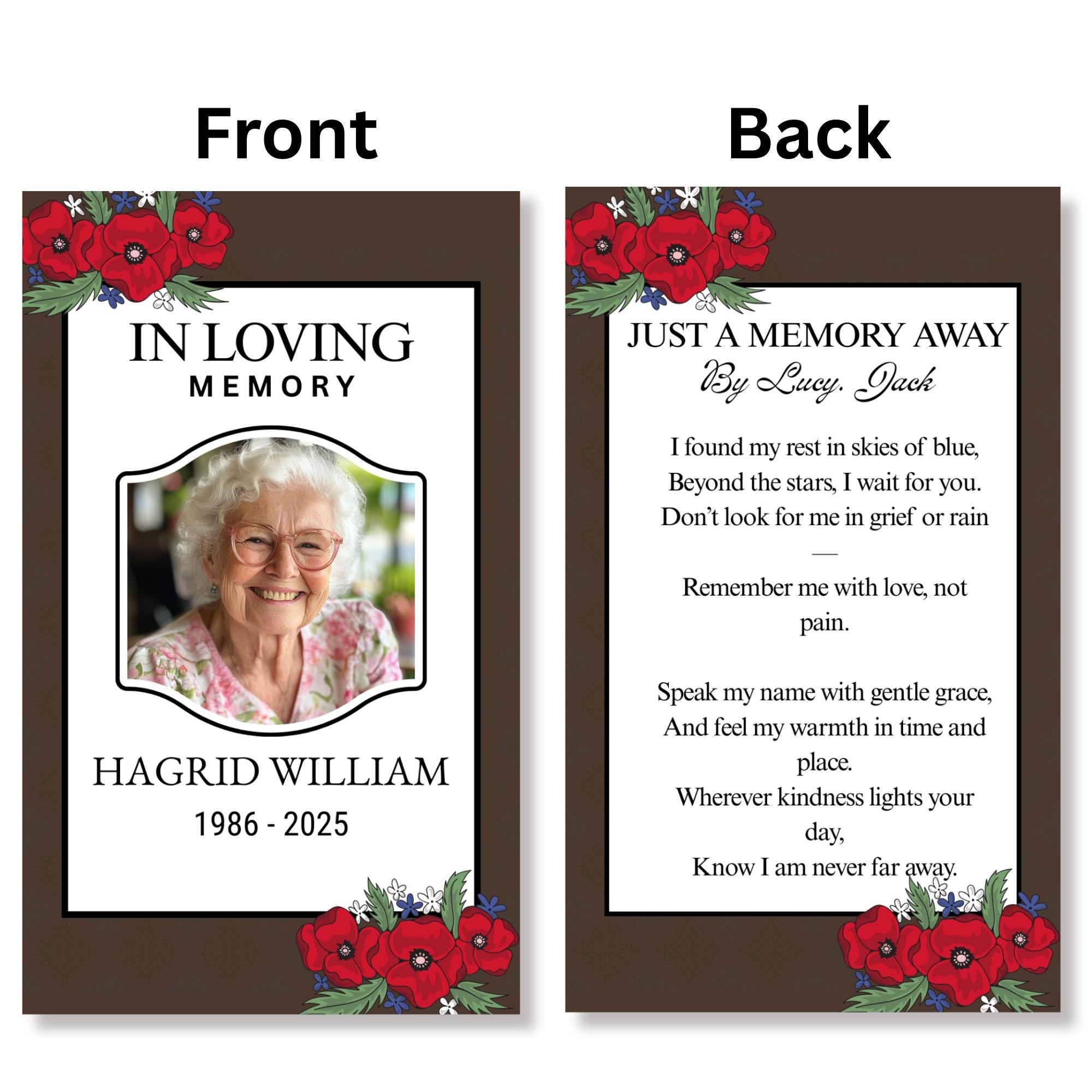 Funeral Prayer Card Canva Editable Template, In Loving Memory Template, Memorial Prayer Card, Printable Funeral Remembrance Card - Editable Memorial Canva Template