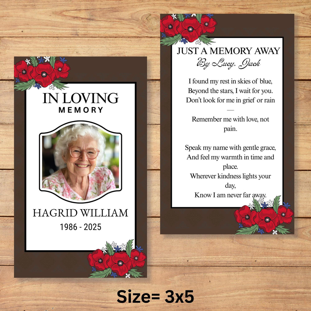 Funeral Prayer Card Canva Editable Template, In Loving Memory Template, Memorial Prayer Card, Printable Funeral Remembrance Card - Editable Memorial Canva Template