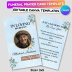 Funeral Prayer Card Canva Editable Template, In Loving Memory Template, Memorial Prayer Card, Printable Funeral Remembrance Card - Editable Memorial Canva Template