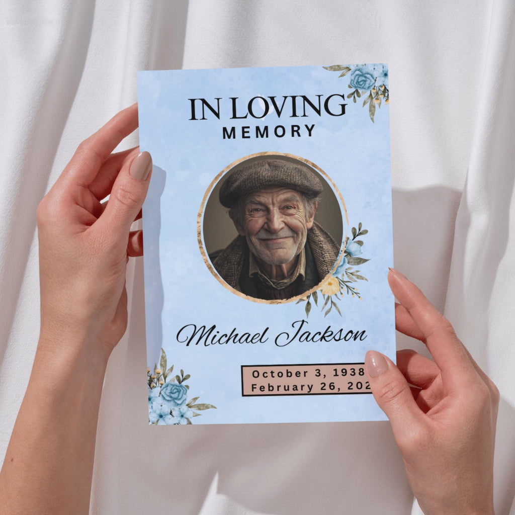 Funeral Prayer Card Canva Editable Template, In Loving Memory Template, Memorial Prayer Card, Printable Funeral Remembrance Card - Editable Memorial Canva Template