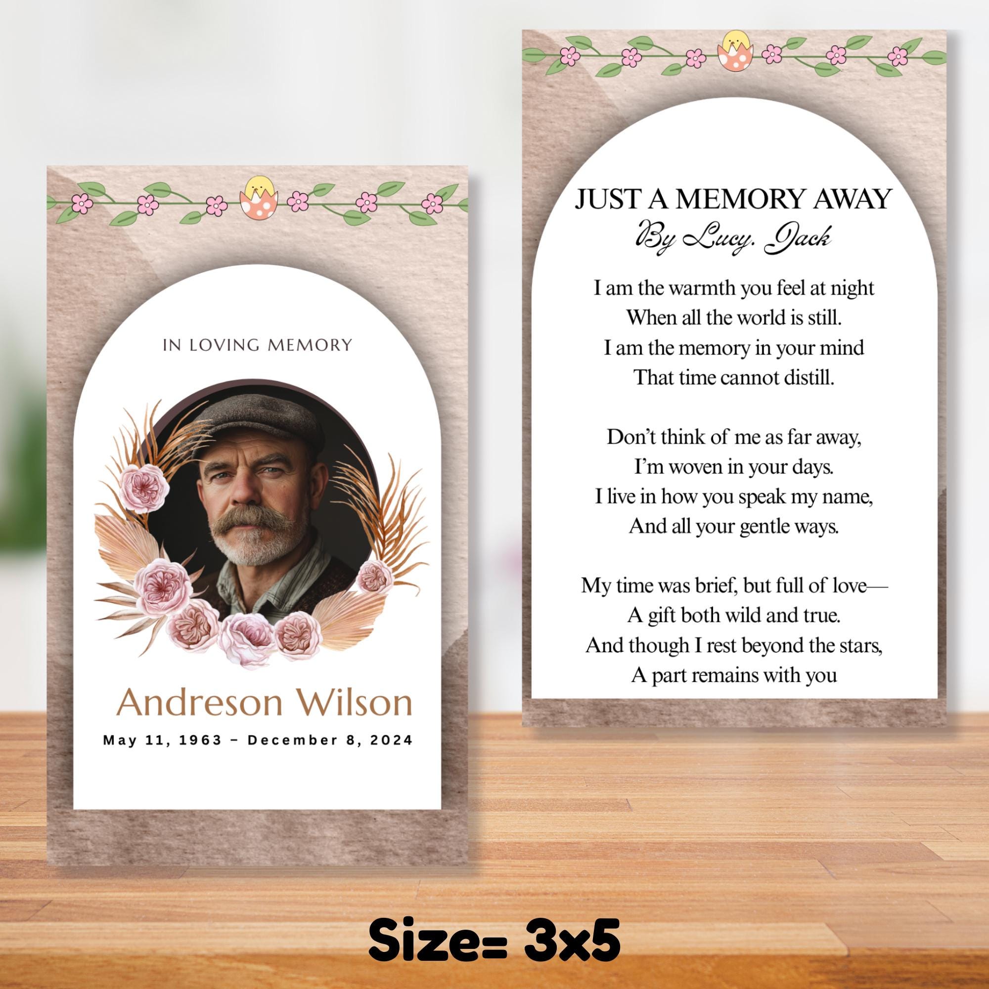 Funeral Prayer Card Canva Editable Template, In Loving Memory Template, Memorial Prayer Card, Printable Funeral Remembrance Card - Editable Memorial Canva Template