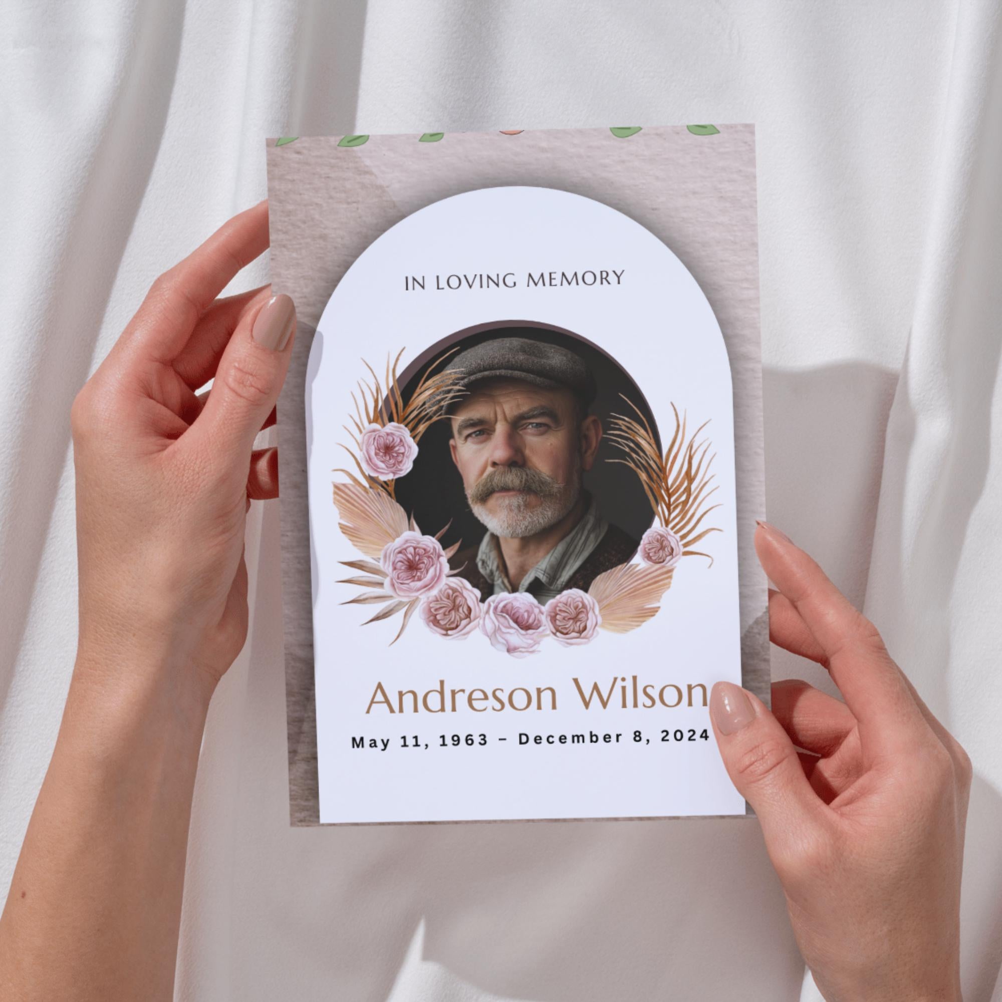 Funeral Prayer Card Canva Editable Template, In Loving Memory Template, Memorial Prayer Card, Printable Funeral Remembrance Card - Editable Memorial Canva Template