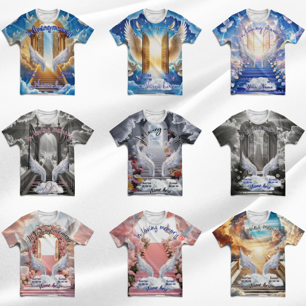 20 In Loving Memory Canva Editable All Over T Shirt Templates, Memorial Shirt Bundle, Rest in Peace, Funeral Shirt, Perfect for Sublimation - Editable Memorial Canva Template