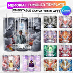20 Memorial Tumbler Canva Editable Template Bundle, Canva Editable Template, In Loving Memory Tumbler, Add your Own Photo Canva Tumbler - Editable Memorial Canva Template