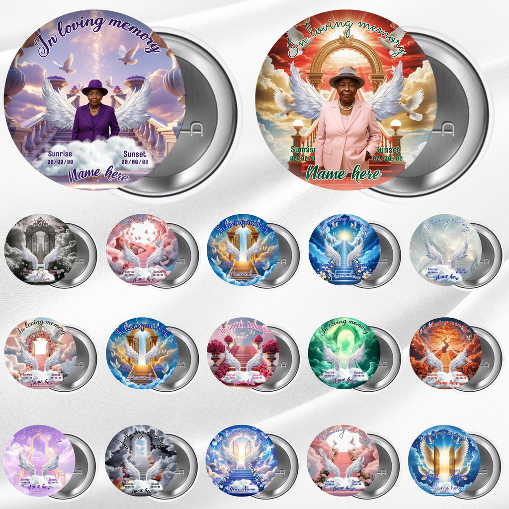 10 In Loving Memory Pin Button Canva Editable Templates Bundle, Memorial Pin Button Canva Template, Funeral Button Favors, Digital Download - Editable Memorial Canva Template