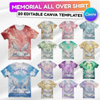 20 Memorial Canva Editable All Over T Shirt Template, In Loving Memory All Over Shirt, Rest in Peace, Funeral Shirt, Perfect for Sublimation - Editable Memorial Canva Template