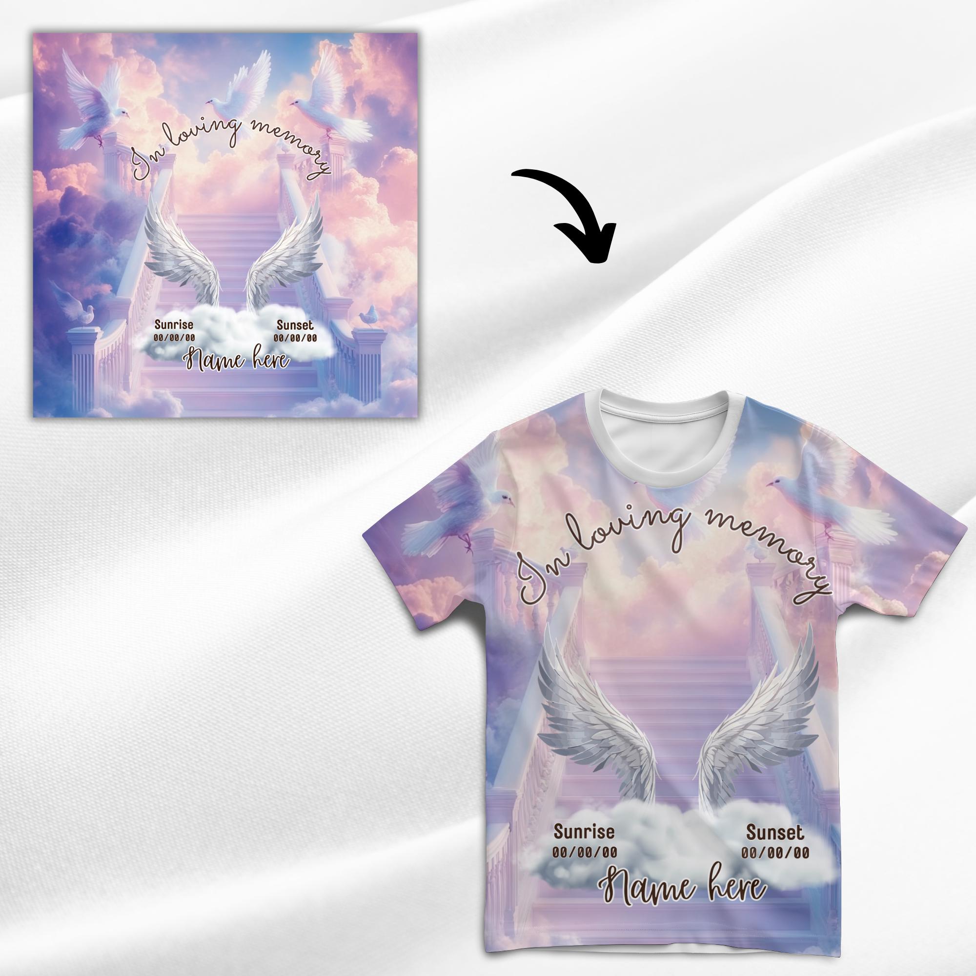 20 Memorial Canva Editable All Over T Shirt Template, In Loving Memory All Over Shirt, Rest in Peace, Funeral Shirt, Perfect for Sublimation - Editable Memorial Canva Template