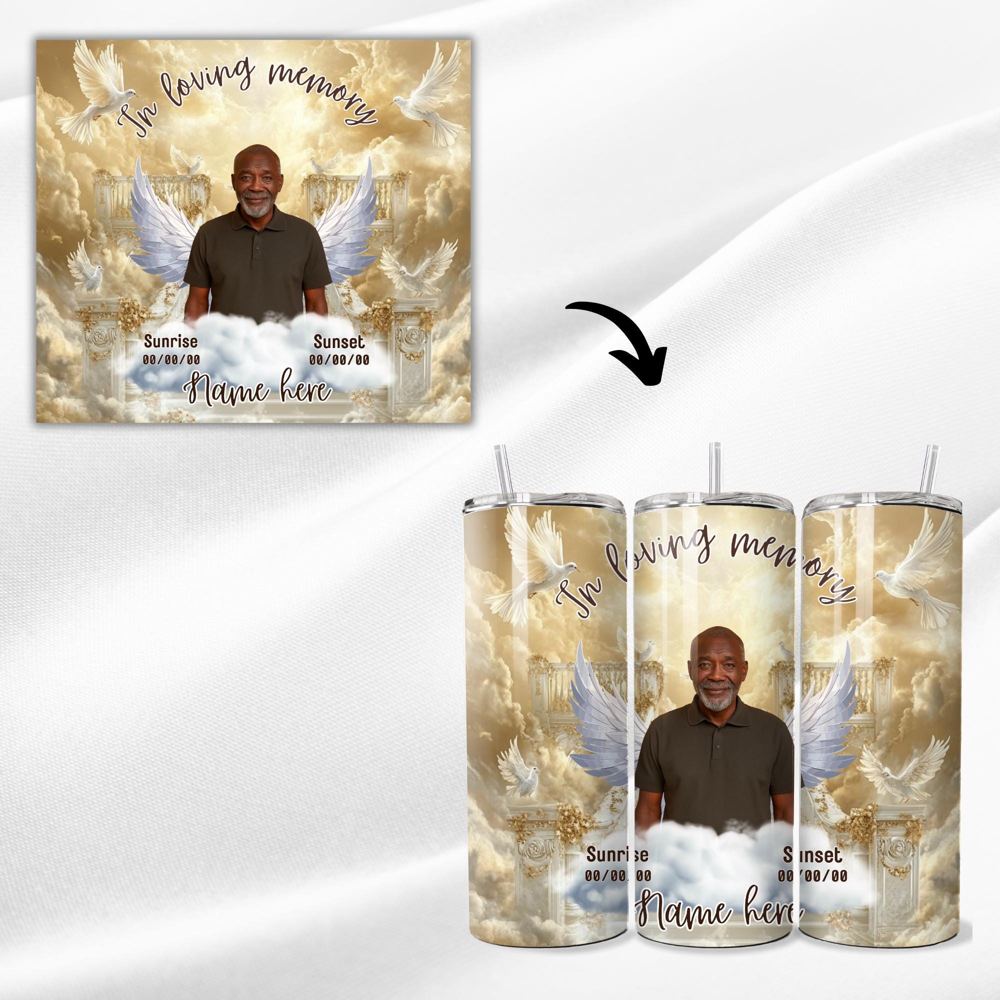 20 Memorial Tumbler Canva Editable Template Bundle, Canva Editable Template, In Loving Memory Tumbler, Add your Own Photo Canva Tumbler - Editable Memorial Canva Template