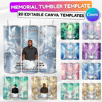 20 Memorial Tumbler Canva Editable Template Bundle, Canva Editable Template, In Loving Memory Tumbler, Add your Own Photo Canva Tumbler - Editable Memorial Canva Template