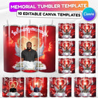 10 Red Memorial Tumbler Canva Editable Template Bundle, Canva Editable Template, In Loving Memory Tumbler, Add your Own Photo Canva Tumbler - Editable Memorial Canva Template