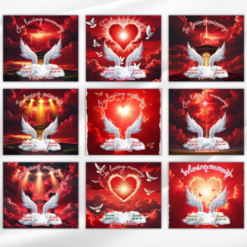 10 Red Memorial Tumbler Canva Editable Template Bundle, Canva Editable Template, In Loving Memory Tumbler, Add your Own Photo Canva Tumbler - Editable Memorial Canva Template
