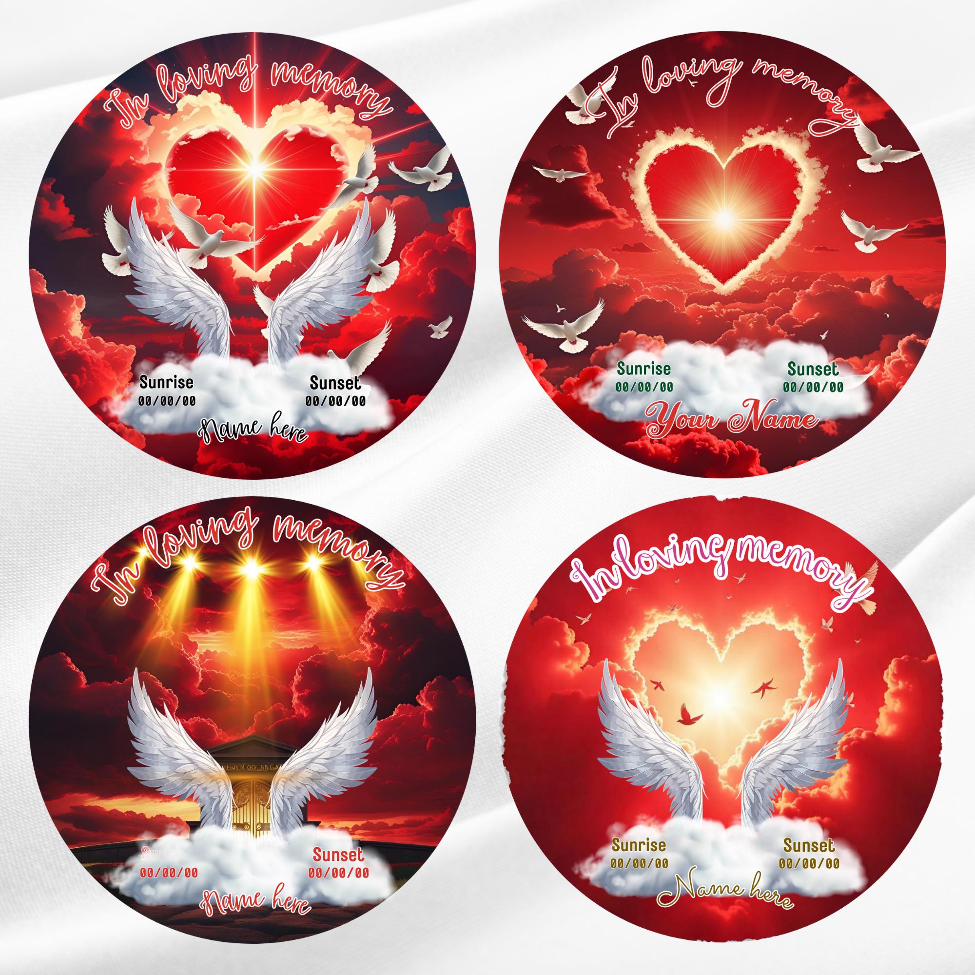 10 In Loving Memory Red Pin Button Canva Editable Templates Bundle, Memorial Pin Button Template, Funeral Button Favors, Digital Download - Editable Memorial Canva Template