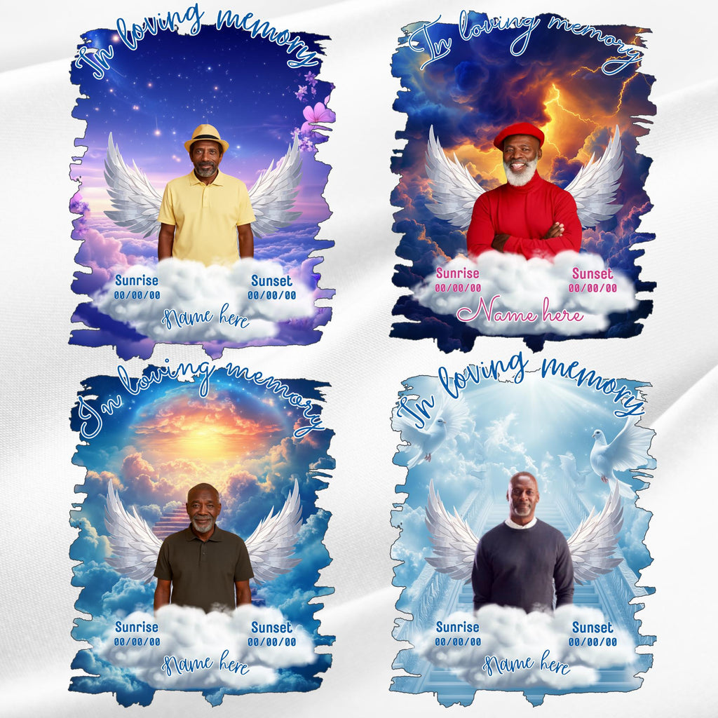 10 Memorial Blue T Shirt Canva Editable Templates, In Loving Memory T Shirt Templates, Rest In Piece Template, Funeral & Celebration of Life - Editable Memorial Canva Template