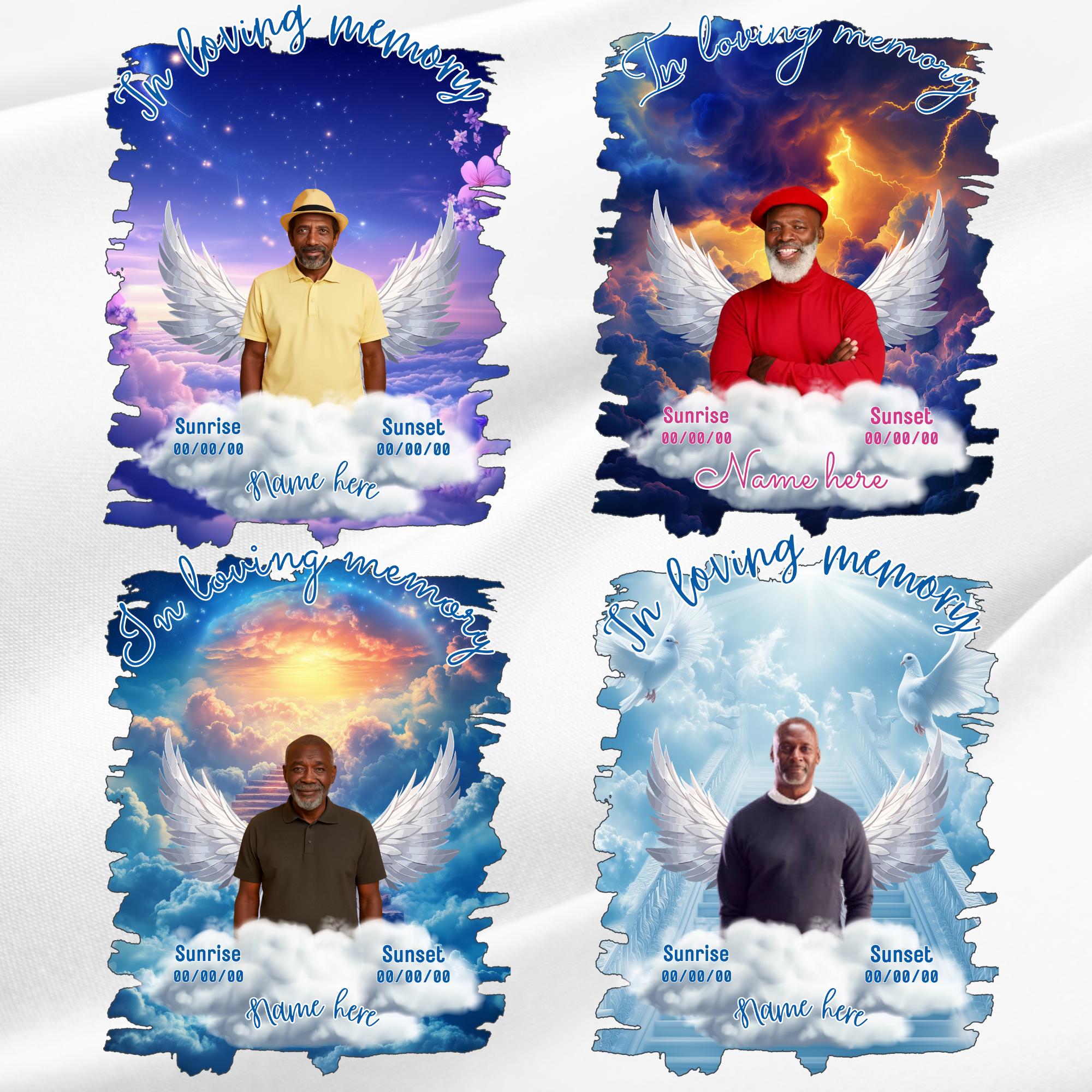 10 Memorial Blue T Shirt Canva Editable Templates, In Loving Memory T Shirt Templates, Rest In Piece Template, Funeral & Celebration of Life - Editable Memorial Canva Template