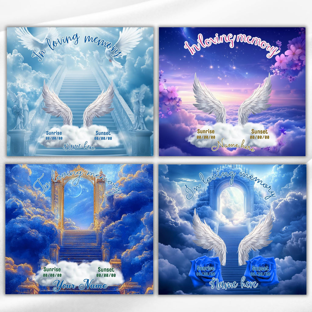 10 Blue Memorial Tumbler Canva Editable Template Bundle, Canva Editable Template, In Loving Memory Tumbler, Add your Own Photo Canva Tumbler - Editable Memorial Canva Template