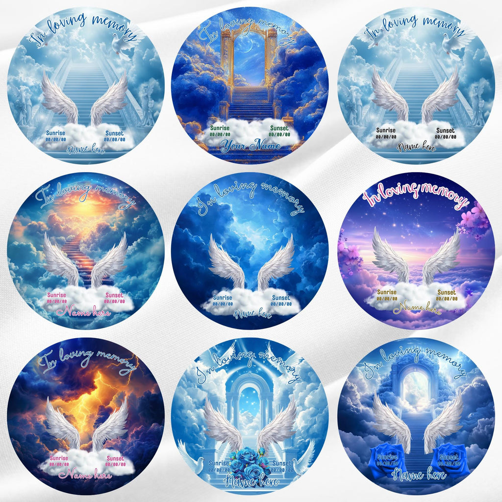 10 In Loving Memory Blue Pin Button Canva Editable Templates Bundle, Memorial Pin Button Template, Funeral Button Favors, Digital Download - Editable Memorial Canva Template