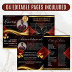 04 Pages Church Anniversary Program Template, Editable Bifold 8.5x11” Design, Church Appreciation Program, Anniversary & Faith Celebration - Editable Memorial Canva Template