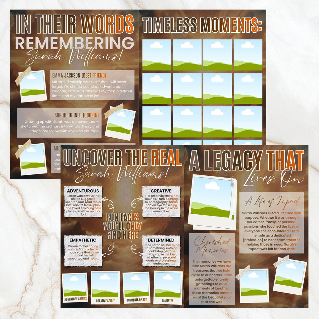 12 Page Memorial Essence Magazine Template, Celebration of Life Program & Keepsake, Obituary Celebration Of Life Program - Editable Memorial Canva Template