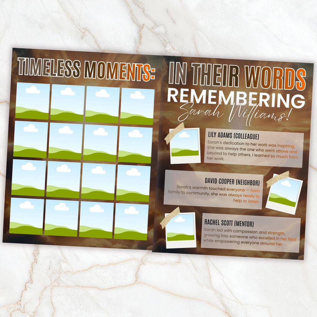 12 Page Memorial Essence Magazine Template, Celebration of Life Program & Keepsake, Obituary Celebration Of Life Program - Editable Memorial Canva Template