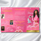 Pink & Gold Funeral Program Template, Tri-Fold(17x11) Funeral Program, Obituary Celebration Of Life Program, In Loving Memory Templates - Editable Memorial Canva Template