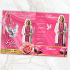 08 Pages Memorial Pink Funeral Program Template, Editable Bifold 8.5x11” Design, Obituary Celebration Of Life Program, Digital Download - Editable Memorial Canva Template