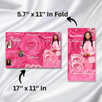 Pink Memorial Funeral Program Template, Tri-Fold(17x11) Funeral Program, Obituary Celebration Of Life Program, In Loving Memory Templates - Editable Memorial Canva Template