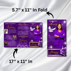 Purple Memorial Funeral Program Template, Tri-Fold(17x11) Funeral Program, Obituary Celebration Of Life Program, In Loving Memory Templates - Editable Memorial Canva Template