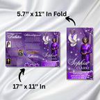 Purple Memorial Funeral Program Template, Tri-Fold(17x11) Funeral Program, Obituary Celebration Of Life Program, In Loving Memory Templates - Editable Memorial Canva Template