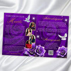 8 Pages Purple Rose Glitter Funeral Program Template, Editable Bifold 8.5x11” Design, Obituary Celebration Of Life Program, Digital Download - Editable Memorial Canva Template
