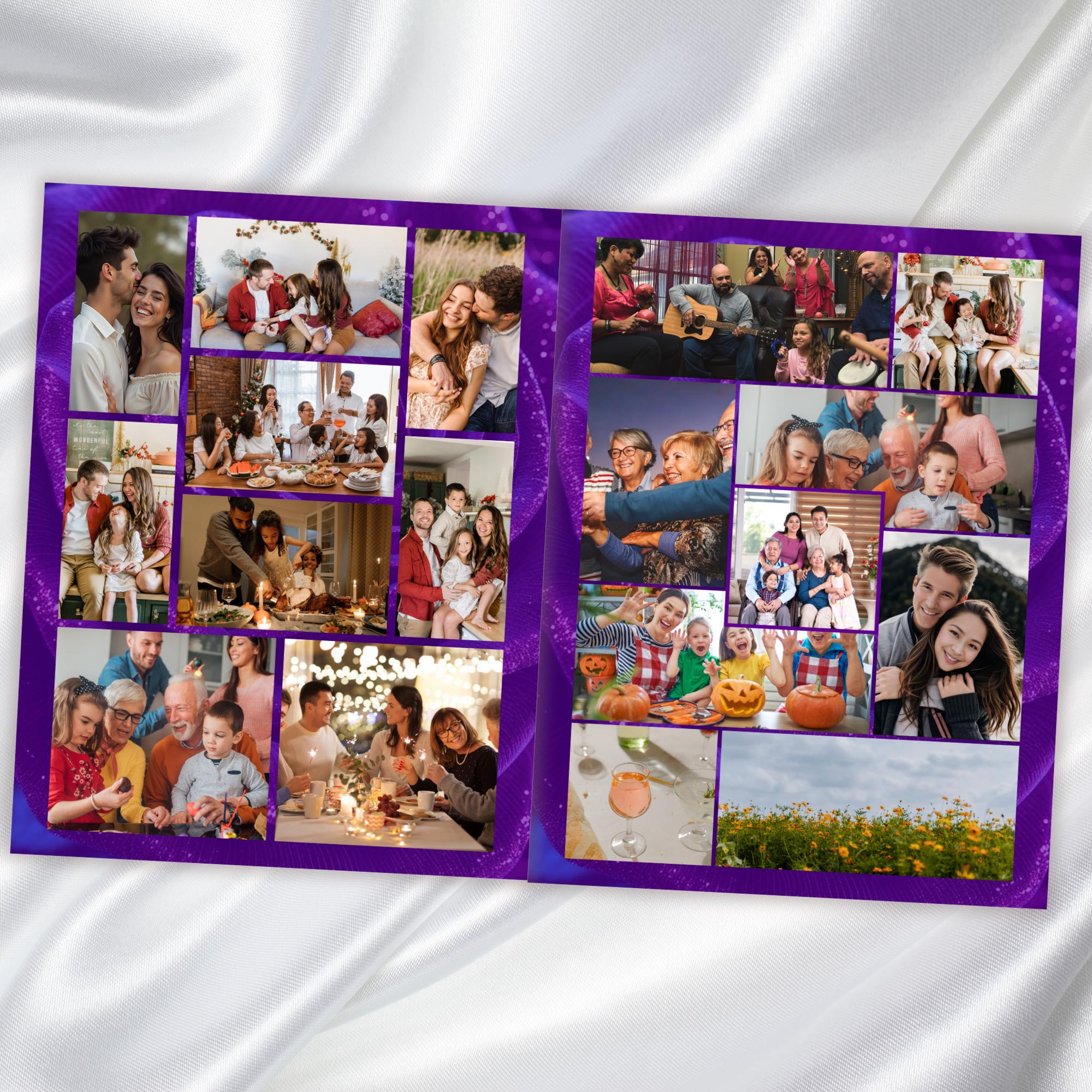 08 Pages Purple Rose Gold Funeral Program Template, Editable Bifold 8.5x11” Design, Obituary Celebration Of Life Program, Digital Download - Editable Memorial Canva Template