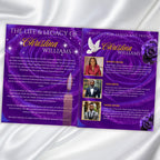 08 Pages Purple Rose Gold Funeral Program Template, Editable Bifold 8.5x11” Design, Obituary Celebration Of Life Program, Digital Download - Editable Memorial Canva Template