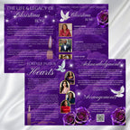 08 Purple Rose Gold Frame Funeral Program Template, Editable Bifold 8.5x11” Design, Obituary Celebration Of Life Program, Digital Download - Editable Memorial Canva Template