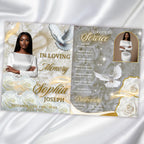 08 Pages White Rose Glitter Stars Funeral Program Template, Editable Bifold 8.5x11” Design, Obituary Celebration Of Life, Digital Download - Editable Memorial Canva Template