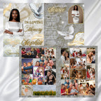 08 Pages White Rose Glitter Stars Funeral Program Template, Editable Bifold 8.5x11” Design, Obituary Celebration Of Life, Digital Download - Editable Memorial Canva Template