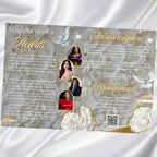 08 Pages White Rose Glitter Stars Funeral Program Template, Editable Bifold 8.5x11” Design, Obituary Celebration Of Life, Digital Download - Editable Memorial Canva Template