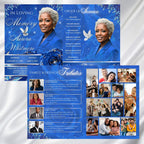08 Pages Blue Roses Funeral Program Template, Editable Bifold 8.5x11” Design, Obituary Celebration Of Life Program, Digital Download - Editable Memorial Canva Template