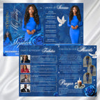08 Pages Blue Roses Funeral Program Template, Editable Bifold 8.5x11” Design, Obituary Celebration Of Life Program, Digital Download - Editable Memorial Canva Template