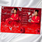 08 Pages Memorial Red Roses Funeral Program Template, Editable Bifold 8.5x11” Design, Obituary Celebration Of Life Program, Digital Download - Editable Memorial Canva Template