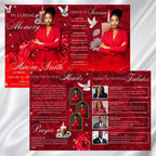 08 Pages Memorial Red Roses Funeral Program Template, Editable Bifold 8.5x11” Design, Obituary Celebration Of Life Program, Digital Download - Editable Memorial Canva Template
