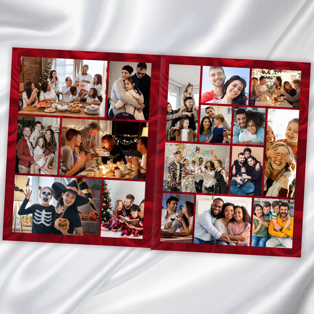 08 Pages Memorial Red Roses Funeral Program Template, Editable Bifold 8.5x11” Design, Obituary Celebration Of Life Program, Digital Download - Editable Memorial Canva Template