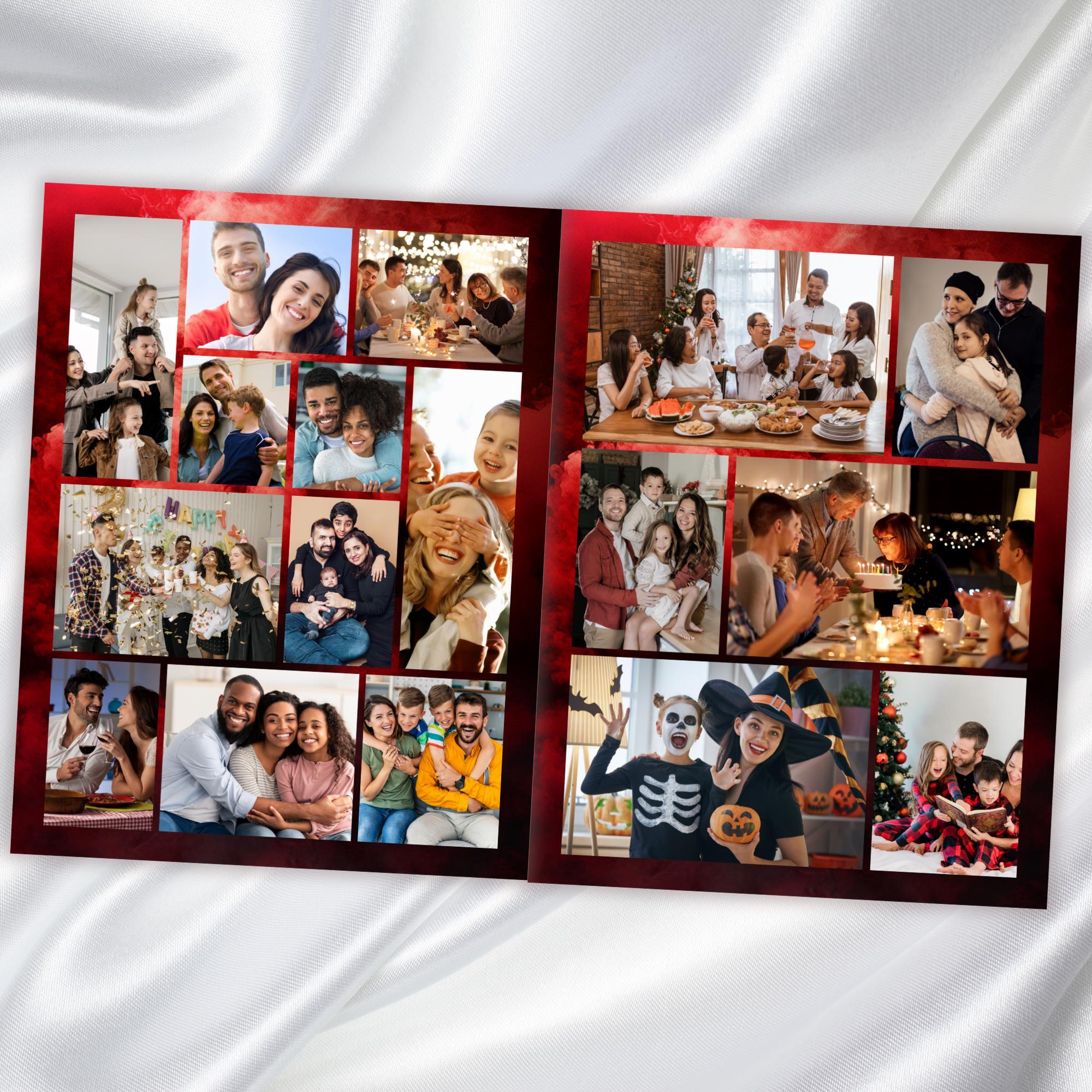 08 Pages Memorial Cloud Red Roses Funeral Program Template, Editable Bifold 8.5x11” Design, Obituary Celebration Of Life, Digital Download - Editable Memorial Canva Template